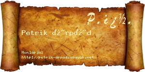Petrik Árpád névjegykártya